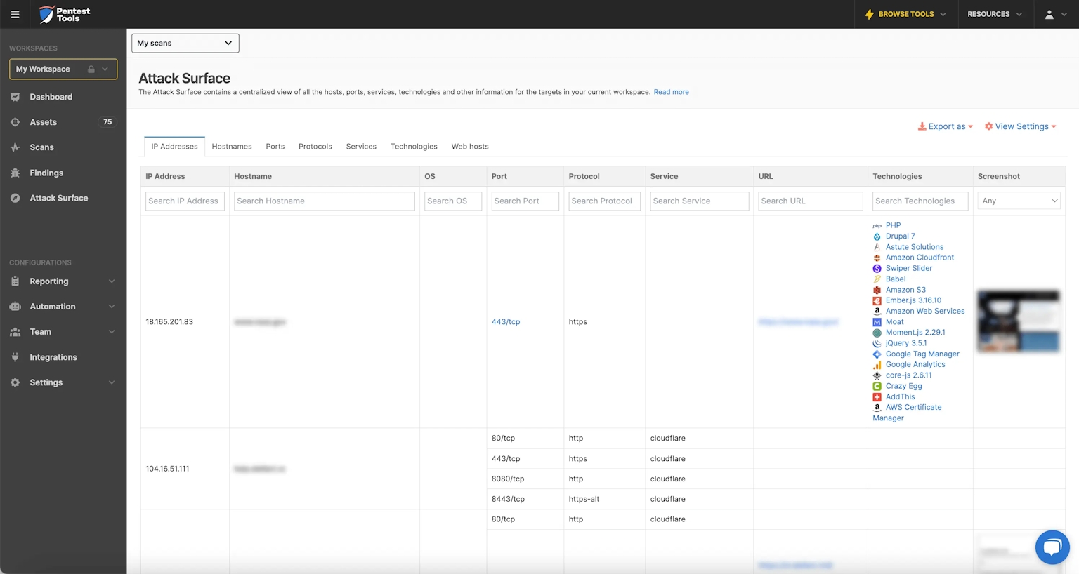 Attack Surface Dashboard