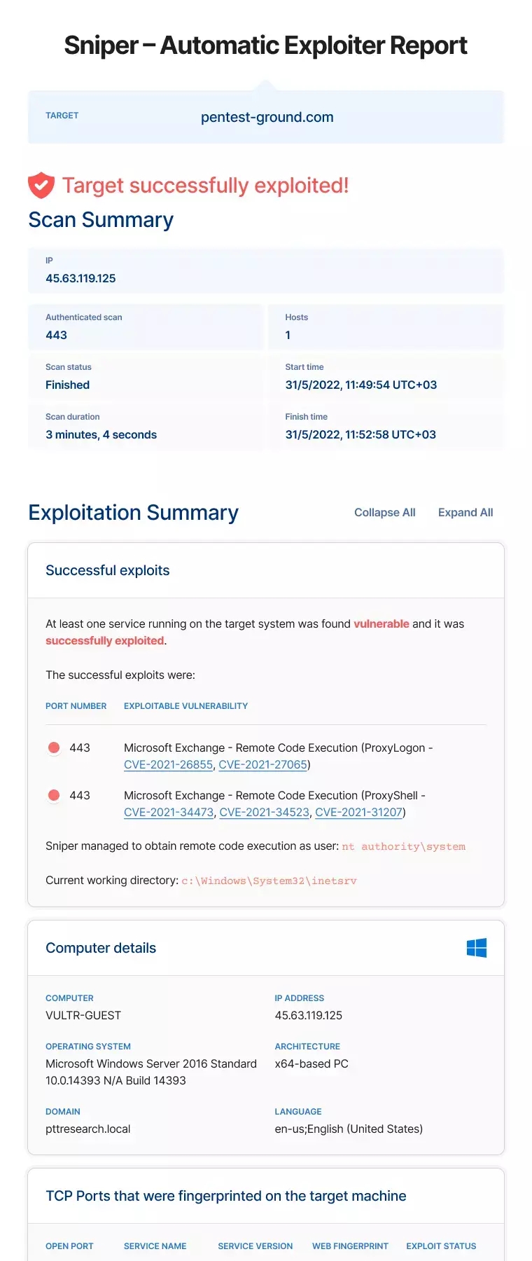 Sniper Result Sample