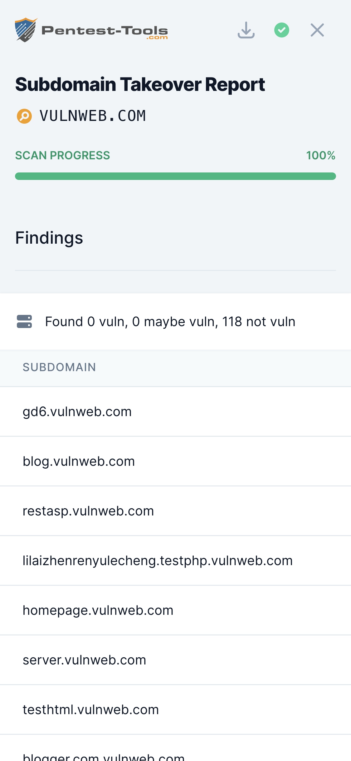 Pentest-Tools.com Subdomain Takeover Sample Report